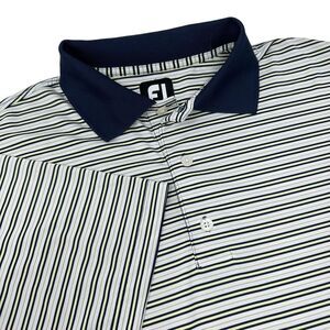 FootJoy‎ FJ Men's Blue Yellow White Striped Performance Golf Polo Stretch Medium